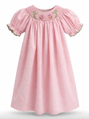 Amanda Remembered Girls Size 3 Pink Gingham Dress Smocked Short Puff Sleeves